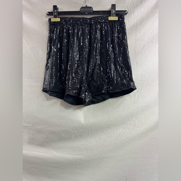 Black Sequin High Waist Shorts - Picture 6 of 7
